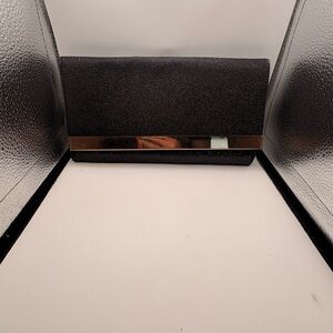 Aldo Black Glitter Envelope Clutch with Gold Chain